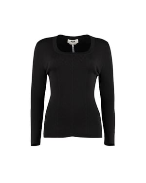 MSGM Zwart Katoen Wol Polyamide Sweater