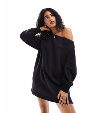 ASOS DESIGN asym sweat mini dress in black