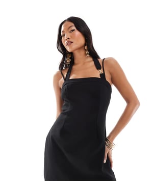 Forever New Petite buckle mini dress in black