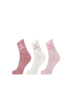O'Neill Sportsokken unisex quarter 3-pack roze/wit