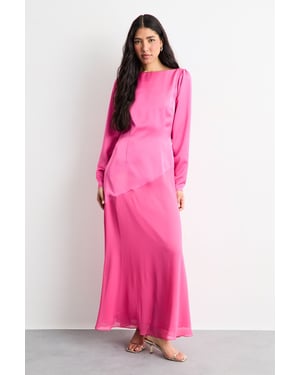 Slash Neck Asymmetric Seam Detail Maxi Dress