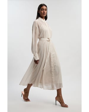 Petite Hotfix Studded Long Sleeve Shirt Woven Maxi Dress