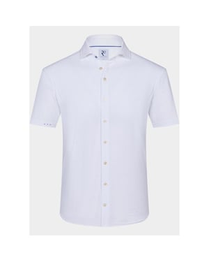 R2 Amsterdam Casual hemd korte mouw solid seersucker short sleeve 132.wspss.031/004