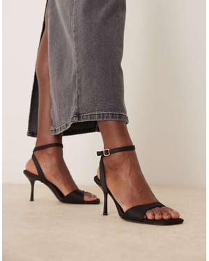 ASOS DESIGN Hollow barely there heeled sandals in black
