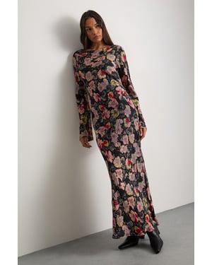Floral Bias Cut Scoop Back Midaxi Dress