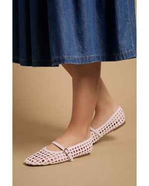 Alex Faux Leather Woven Mary-Jane Ballet Pumps