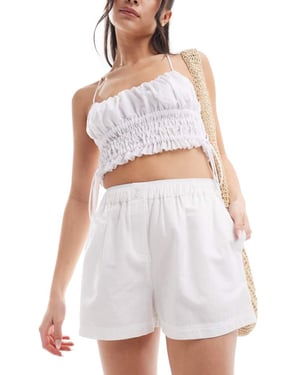 COLLUSION beach woven boxer short in white - WHITE