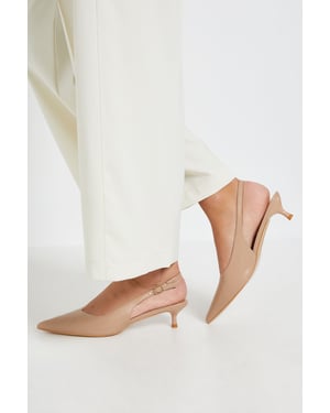 Faelina Faux Leather Slingback Kitten Heel Court Shoes