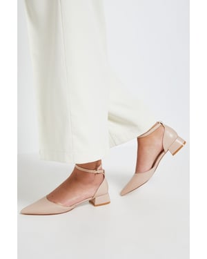 Bennie Faux Leather Pointed Low Block Heel Court Shoes