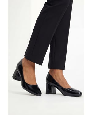 Good For the Sole: Bea Faux Patent Leather Medium Block Heel Court Shoes