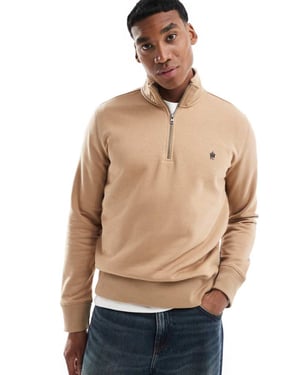 French Connection half zip funnel neck sweatshirt in camel