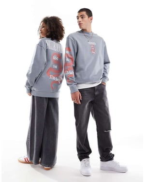 ASOS DESIGN unisex Relaxed sweatshirt with Nirvana Serve The Servants prints in grey - GREY