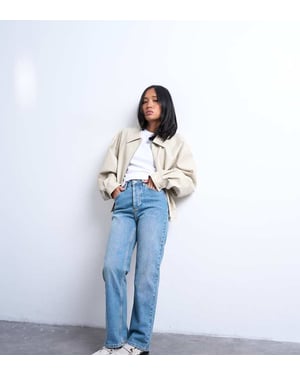 Topshop Petite Kort high rise straight jean in vintage blue