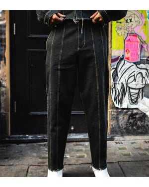 Labelrail x OliBrom seam detail straight leg jeans in washed black co-ord