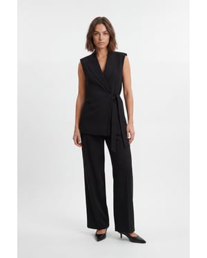 Soft Tailored Wrap Detail Sleeveless Blazer