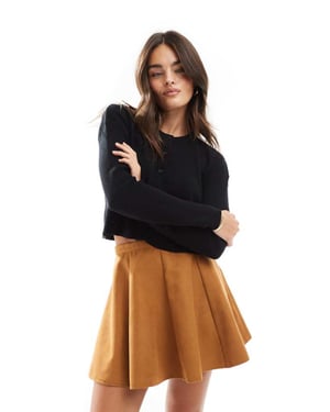 ASOS DESIGN flippy faux suede mini skirt in tan - TAN