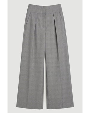 Soft Tailored Check High Waist Wide Leg Trouser