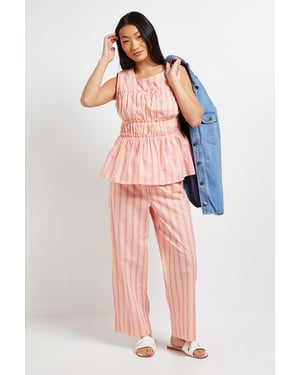 Petite Elasticated Waist Wide Leg Printed Trouser
