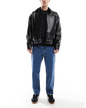 Farah hawtin relaxed fit jeans in midwash blue