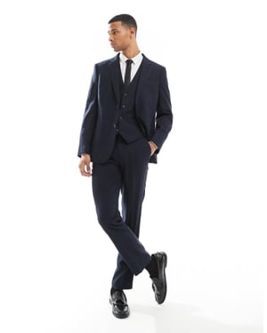 ASOS DESIGN slim suit trousers in tonal navy check