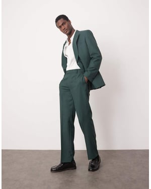 ASOS DESIGN straight leg suit trousers in checkerboard weave in green