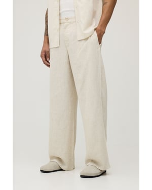 Wide Leg Half & Half Waist Linen Blend Trouser