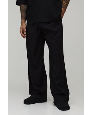 Wide Leg Half & Half Waist Linen Blend Trouser