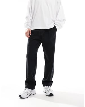 Jack & Jones loose fit pull on chino with pleated front in black