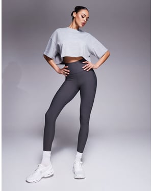 4505 Icon heavyweight cotton cropped t-shirt with quick dry finish in grey marl