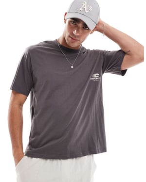 Jack & Jones oversized front print t-shirt in dark grey