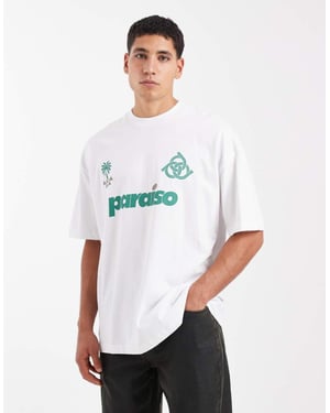ASOS DESIGN oversized t-shirt with football front print in white