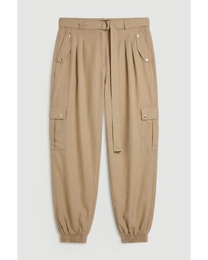 Plus Size Cupro Utility Twill Woven Trouser