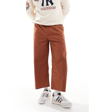 ONLY & SONS cropped barrel leg trouser in washed brown