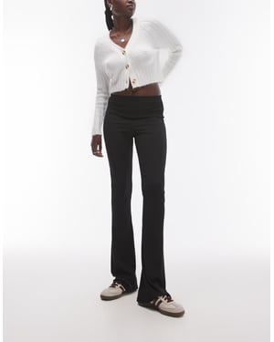 Topshop Tall skinny rib flared trouser in black