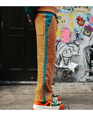 Labelrail x OliBrom straight leg joggers in orange and green constrast stripe co-ord