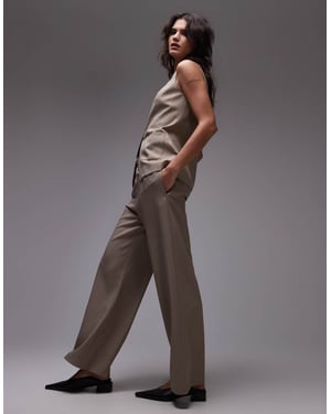 Topshop drawstring front jogger in taupe pinstripe
