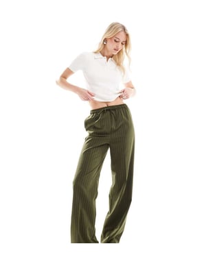 ASOS DESIGN Tall tailored pull on trousers in olive stripe