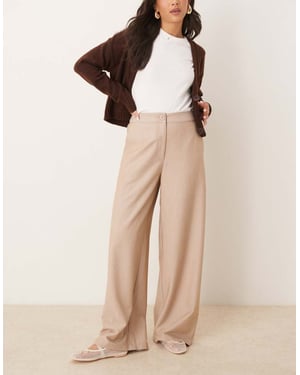 ASOS DESIGN tailored relaxed straight leg trousers in stone