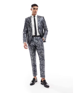 Twisted Tailor suit trousers in mono leopard co-ord