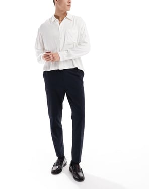 ASOS DESIGN smart tapered fit trousers in navy
