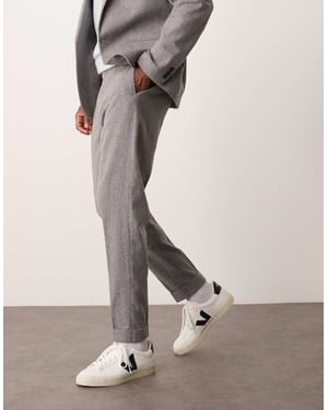 ASOS DESIGN tapered suit trousers with wool in grey flannel