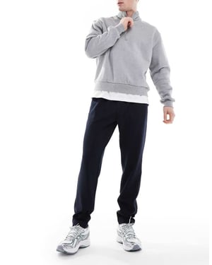 Jack & Jones tapered drawstring smart trouser in Navy