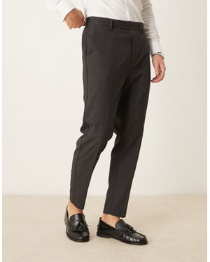 ASOS DESIGN smart tapered fit trousers in charcoal