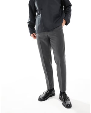 ASOS DESIGN smart tapered fit trousers in charcoal