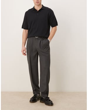 ASOS DESIGN smart oversized tapered trousers in black micro texture