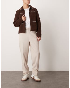 ASOS DESIGN smart textured oversized tapered trouser in white