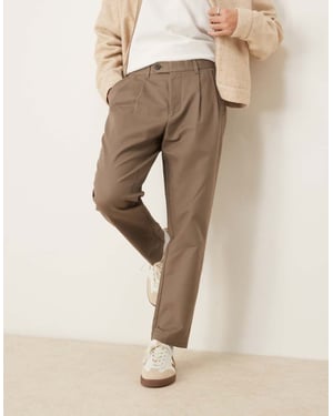Selected tapered adam pleated trouser in tan