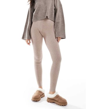Miss Selfridge rib knit cosy legging in oatmeal