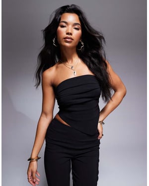 Missyempire bengaline asymmetric bandeau top co-ord in black