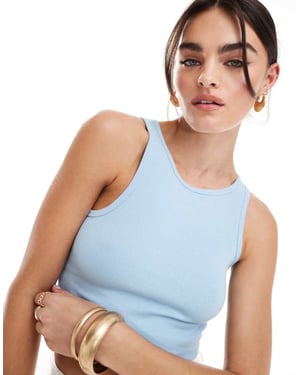 JDY ribbed cropped tank top in light blue